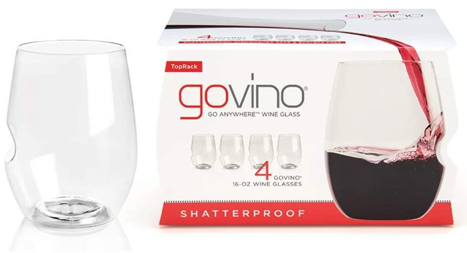 govino Go Anywhere Wine Glasses | Dishwasher Safe, Flexible, Shatterproof,  and Recyclable | 12 oz. Each | Set of 4.